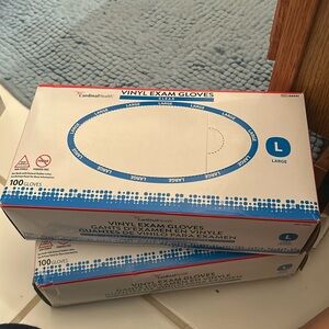 2 Boxes Cardinal Health Vinyl Exam Gloves - Powder Free Non-Sterile Large 100 Ct